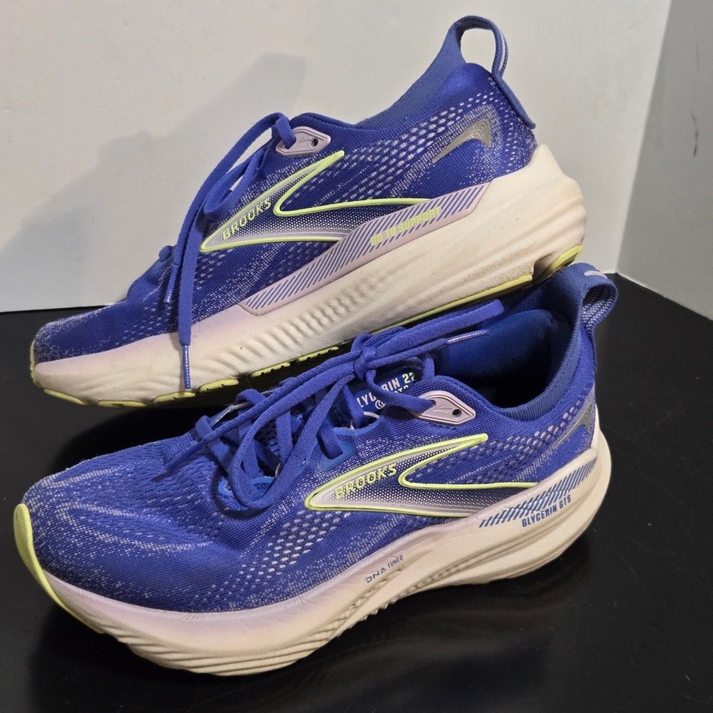 Brooks Glycerin GTS 22 Running Shoes Womens 8.5B Blue Lime Sneakers 1204351B440 - Picture 6 of 12